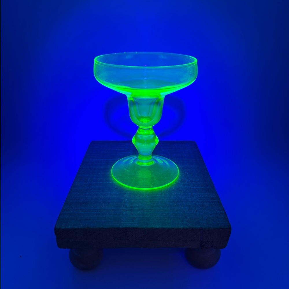 Vintage Yellow Vaseline‎ Glass Goblet or Dessert Dish